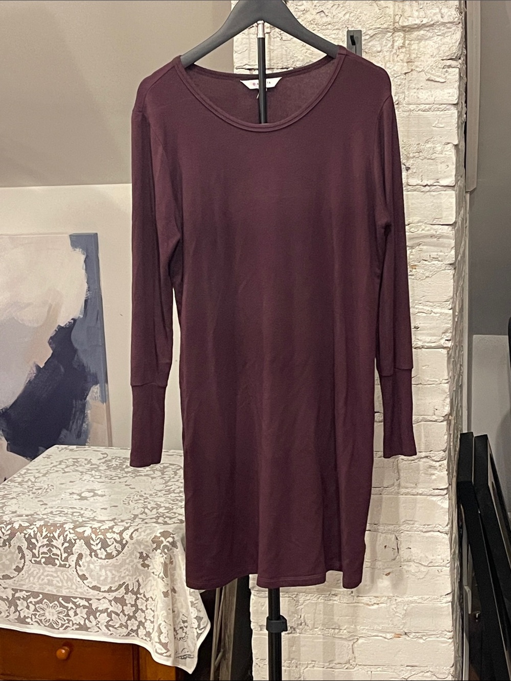 Athleta Long-Sleeve Scoop Neck Dress - Plum brown